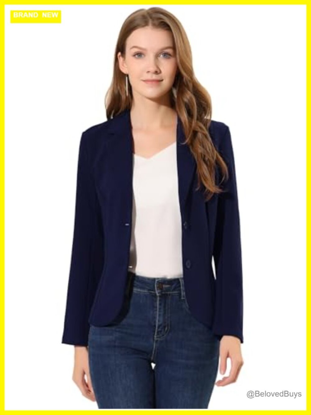 Knit Stretch Blazer Notch Lapel Long Sleeve Office Work Suit Jacket